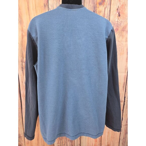 Johnston & Murphy Mens XL Henley Sweatshirt Blue & Black Cotton - Picture 2 of 5